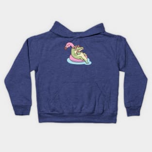 Crocodile Chilling On Flamingo Pool Float Funny Kids Hoodie